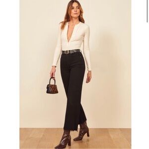 Reformation Stretch Flood Jean Black Size 26